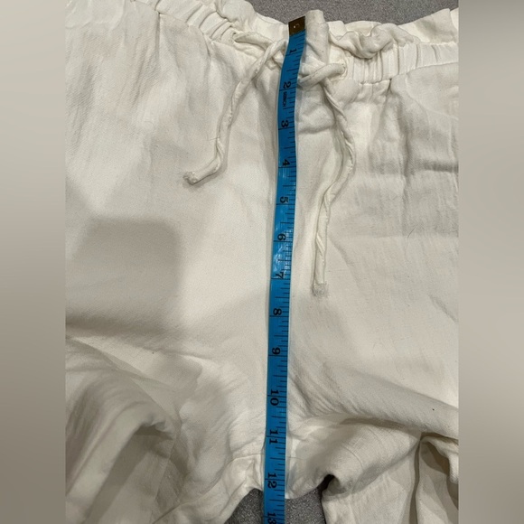 [S]Zara White Linen Blend Drawstring Jogger Pants Slouchy relaxed Gauze - Picture 5 of 8